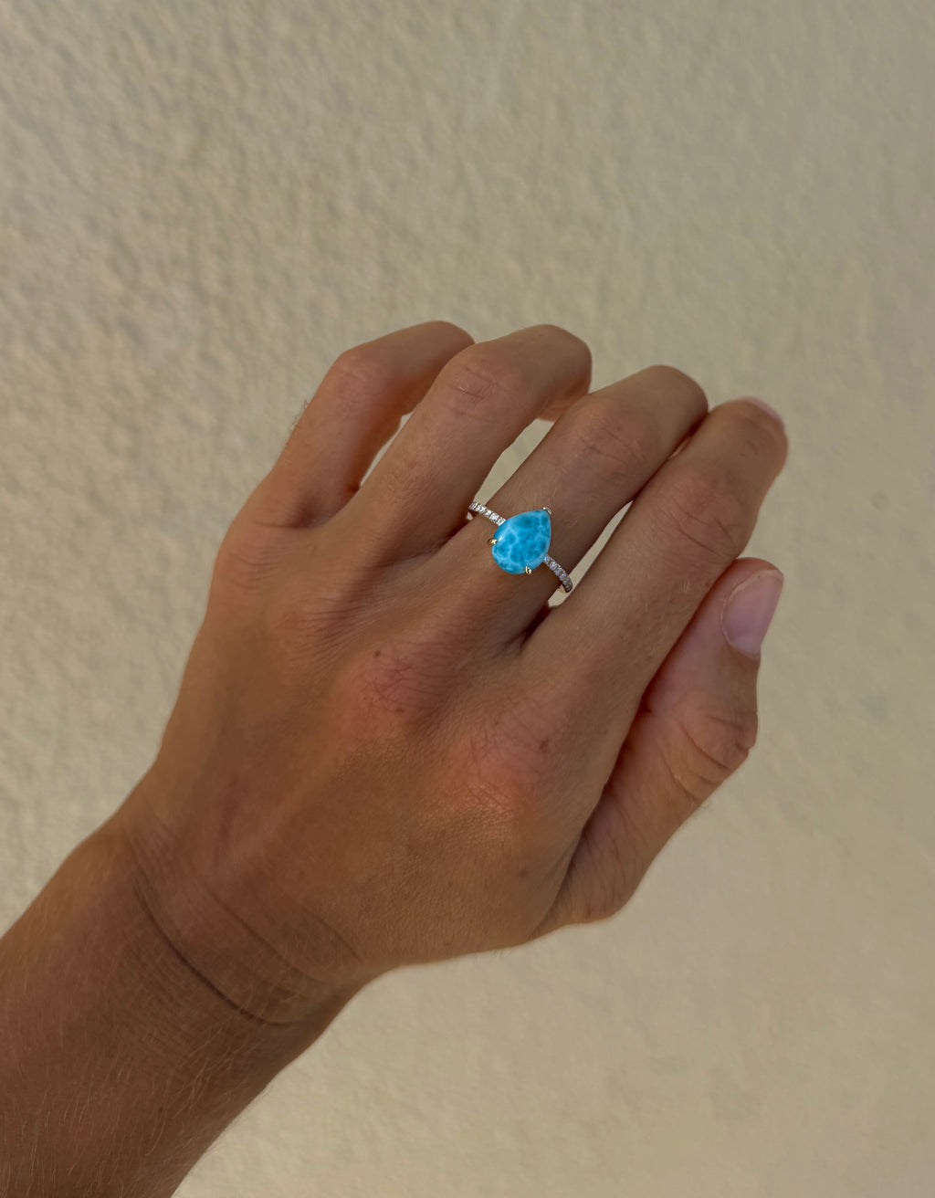 Larimar Ring with Diamond Band