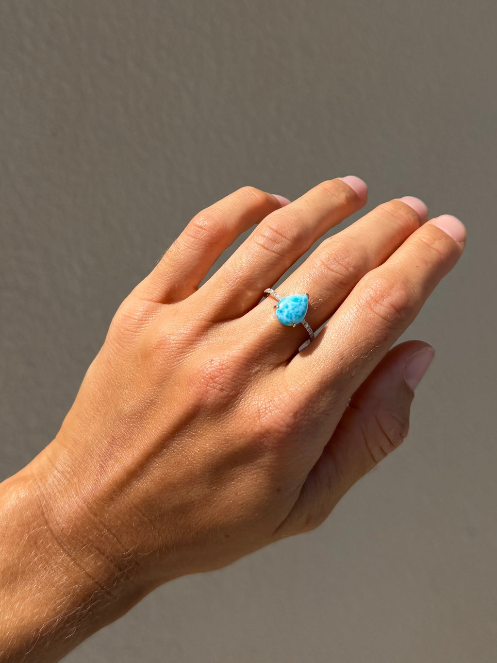 Larimar Ring with Diamond Band