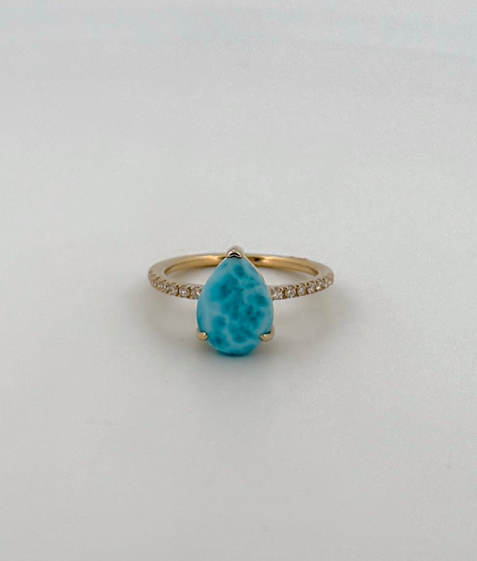 Larimar Ring with Diamond Band