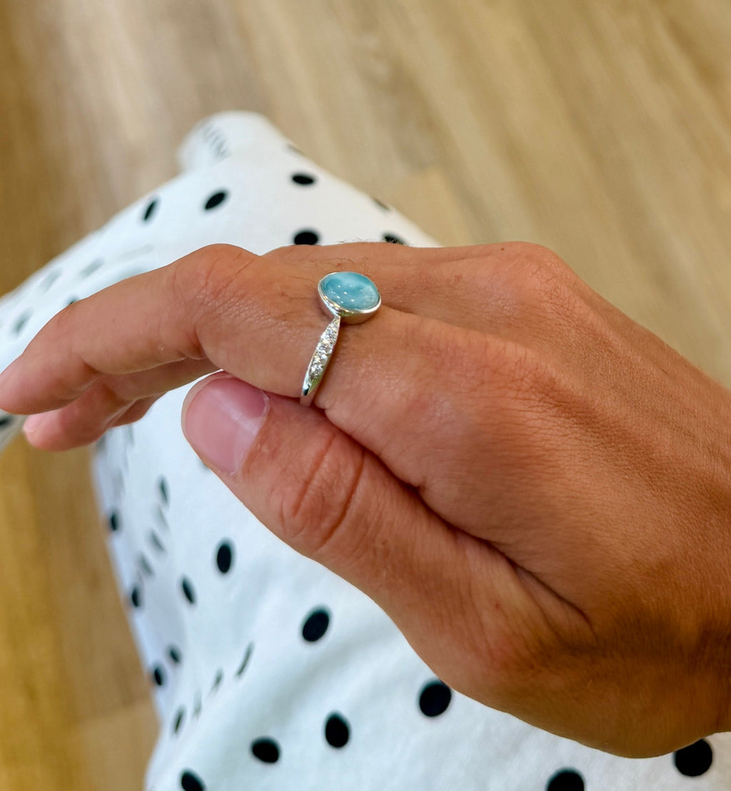 Round Larimar Ring