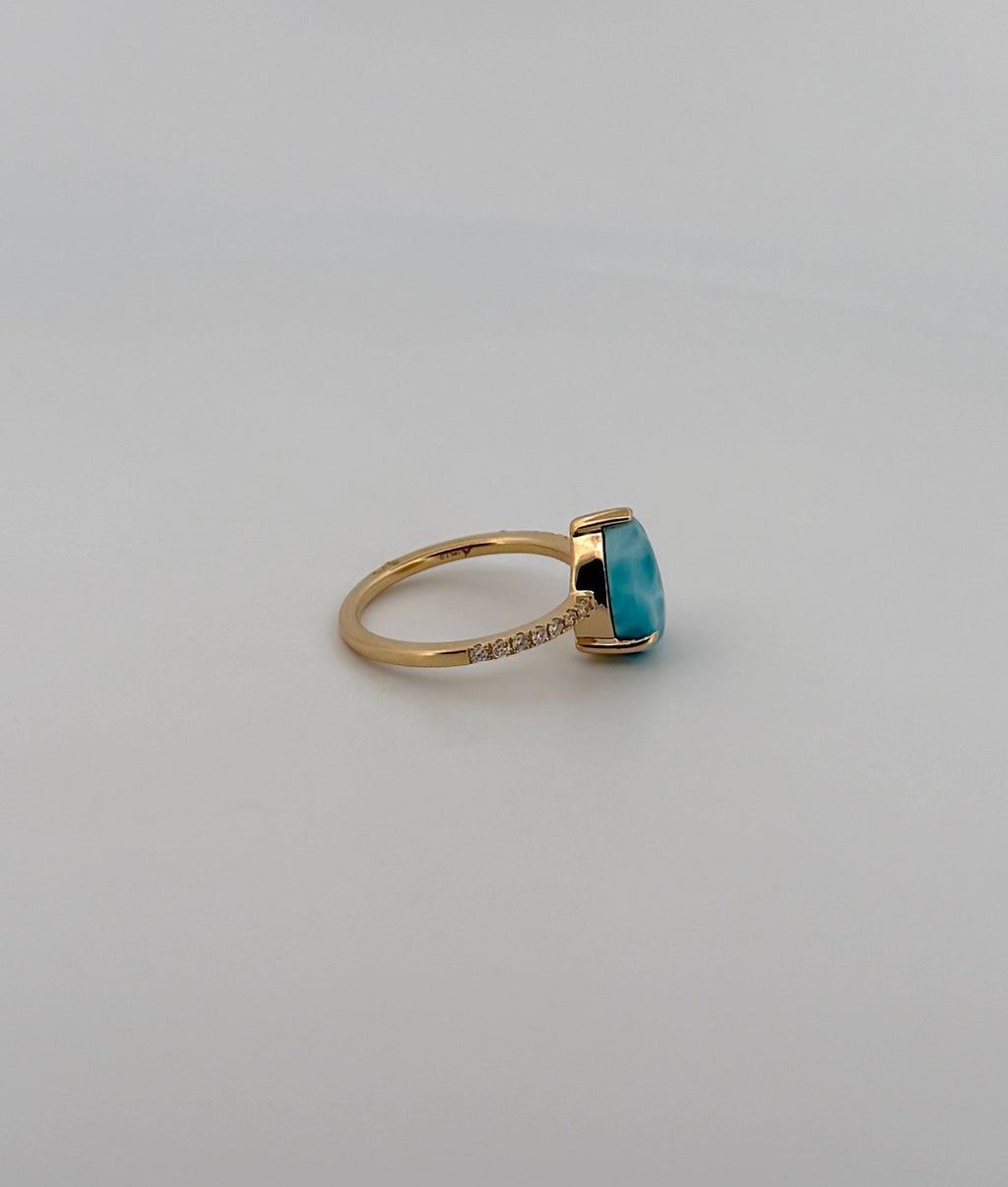 Larimar Ring with Diamond Band