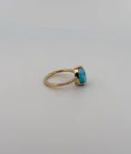 Larimar Ring with Diamond Band