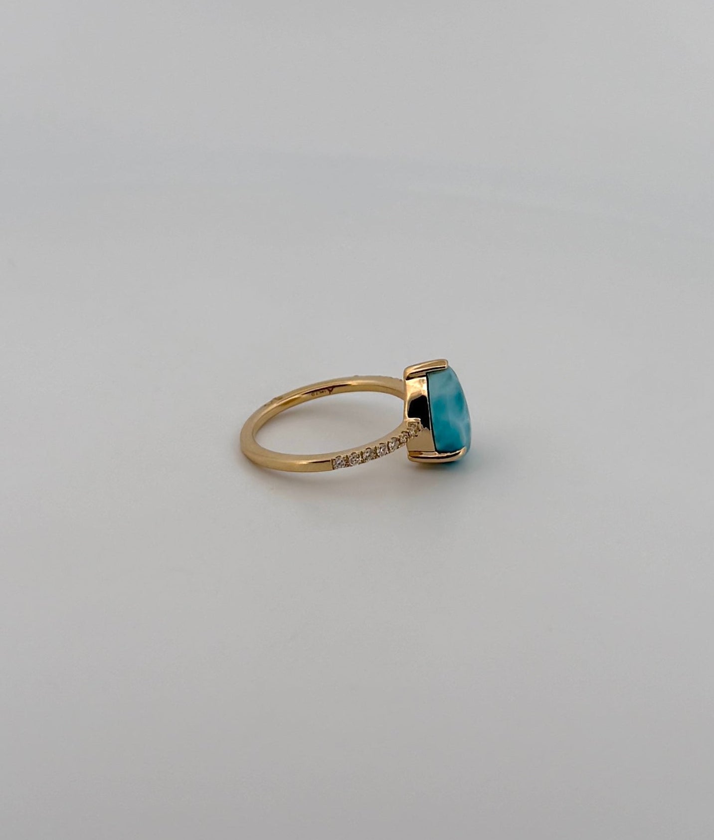 Larimar Ring with Diamond Band
