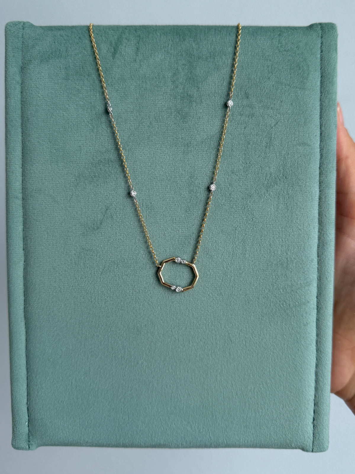 Geometric Diamond Station Necklace