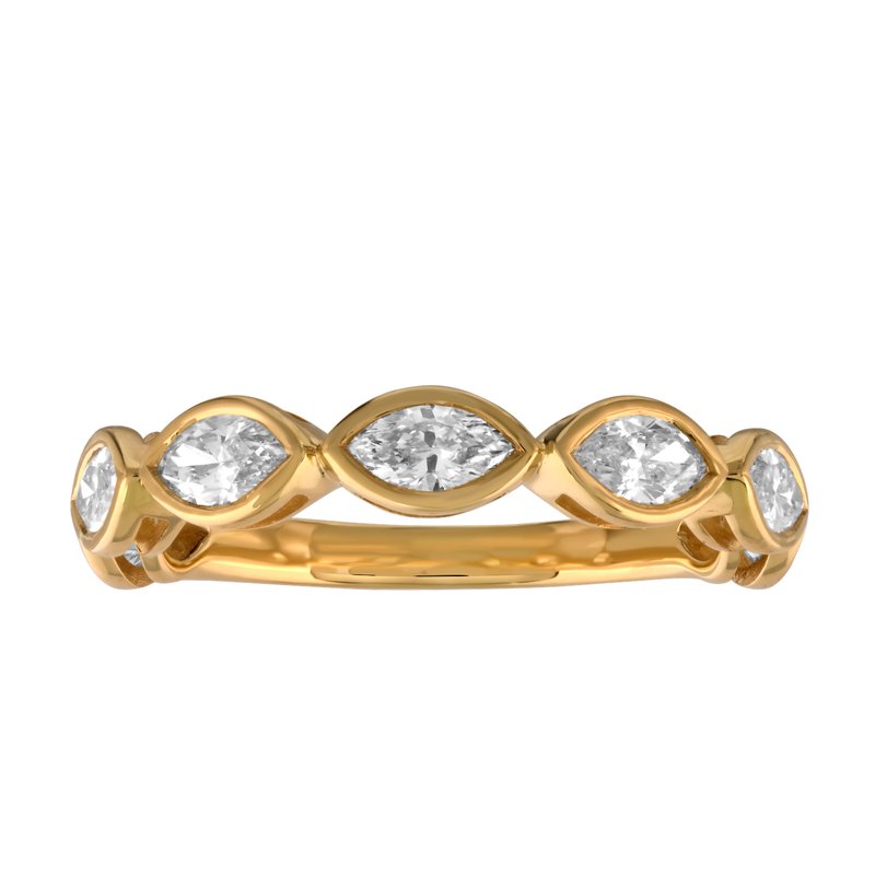 Marquise cut natural diamonds bezel set in 14kt yellow gold