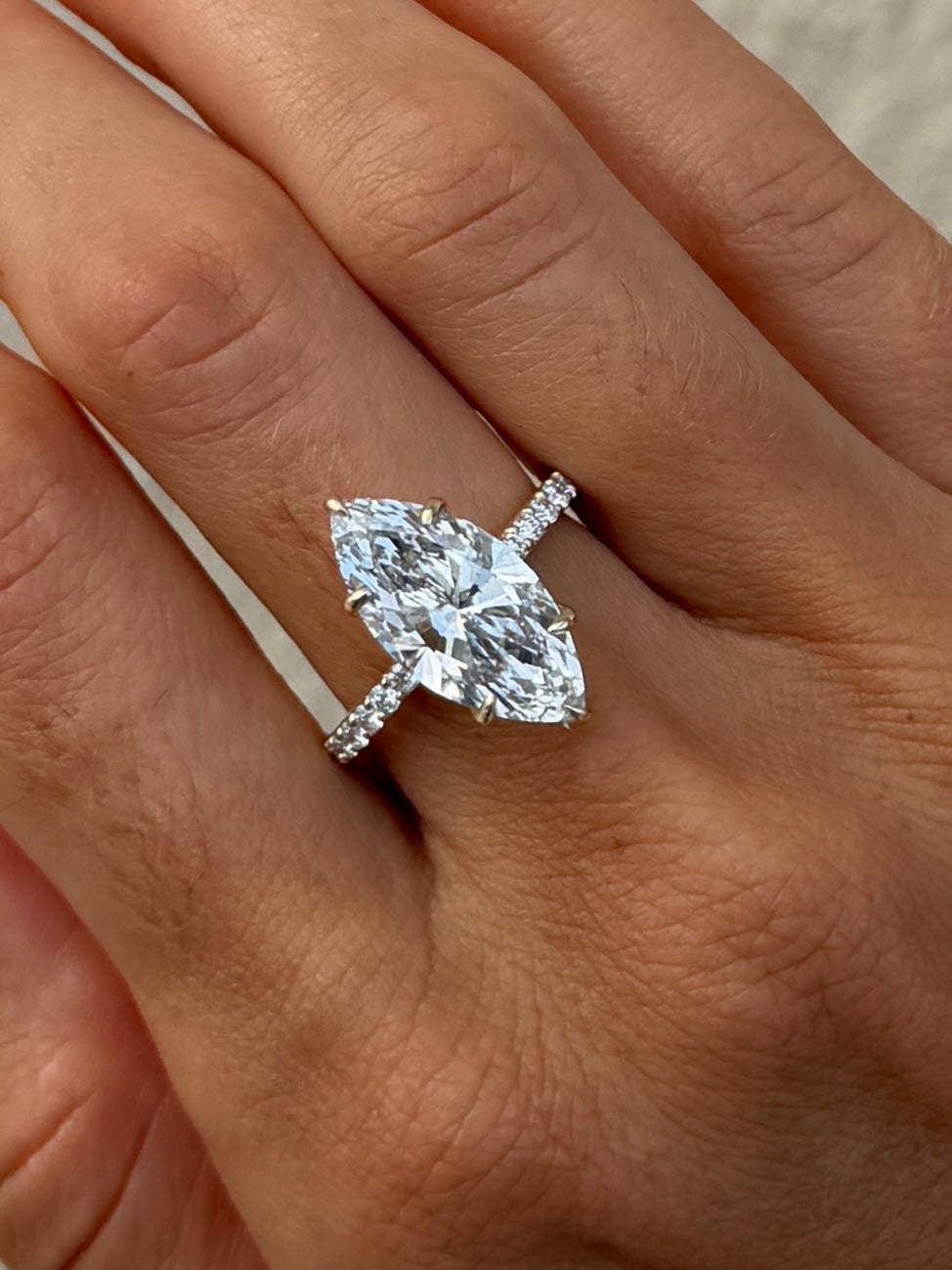 Marquise and Pavé band Diamond Ring - IGI Certified Lab Grown Diamond