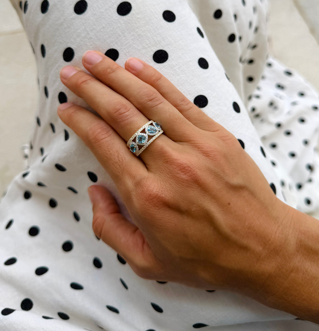Mixed Cut Aquamarine Ring