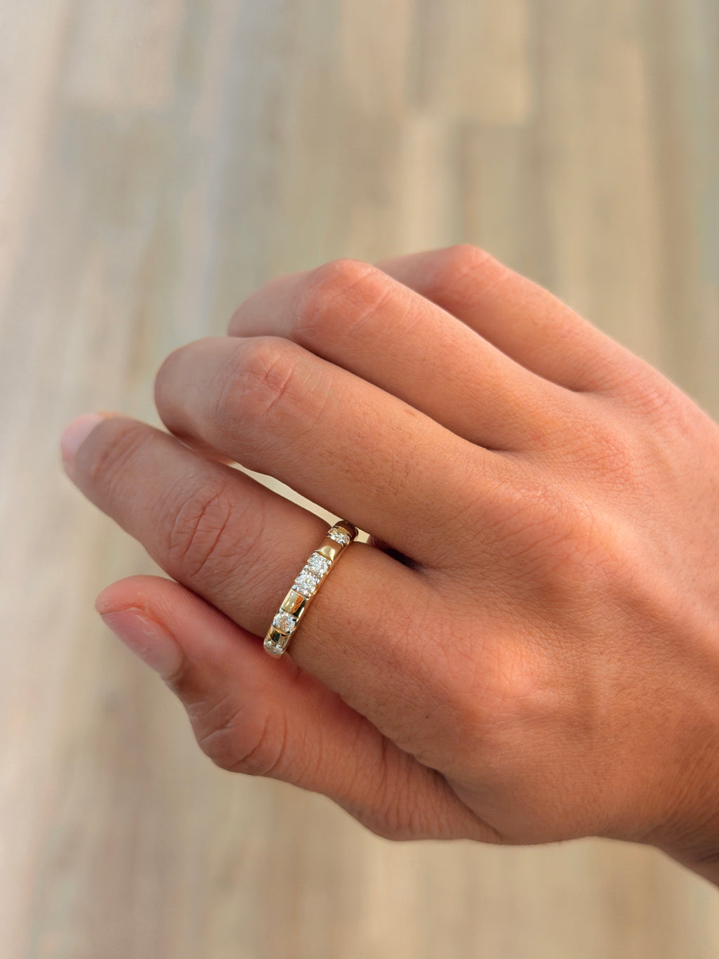 Vertical Channel Set Diamond Ring
