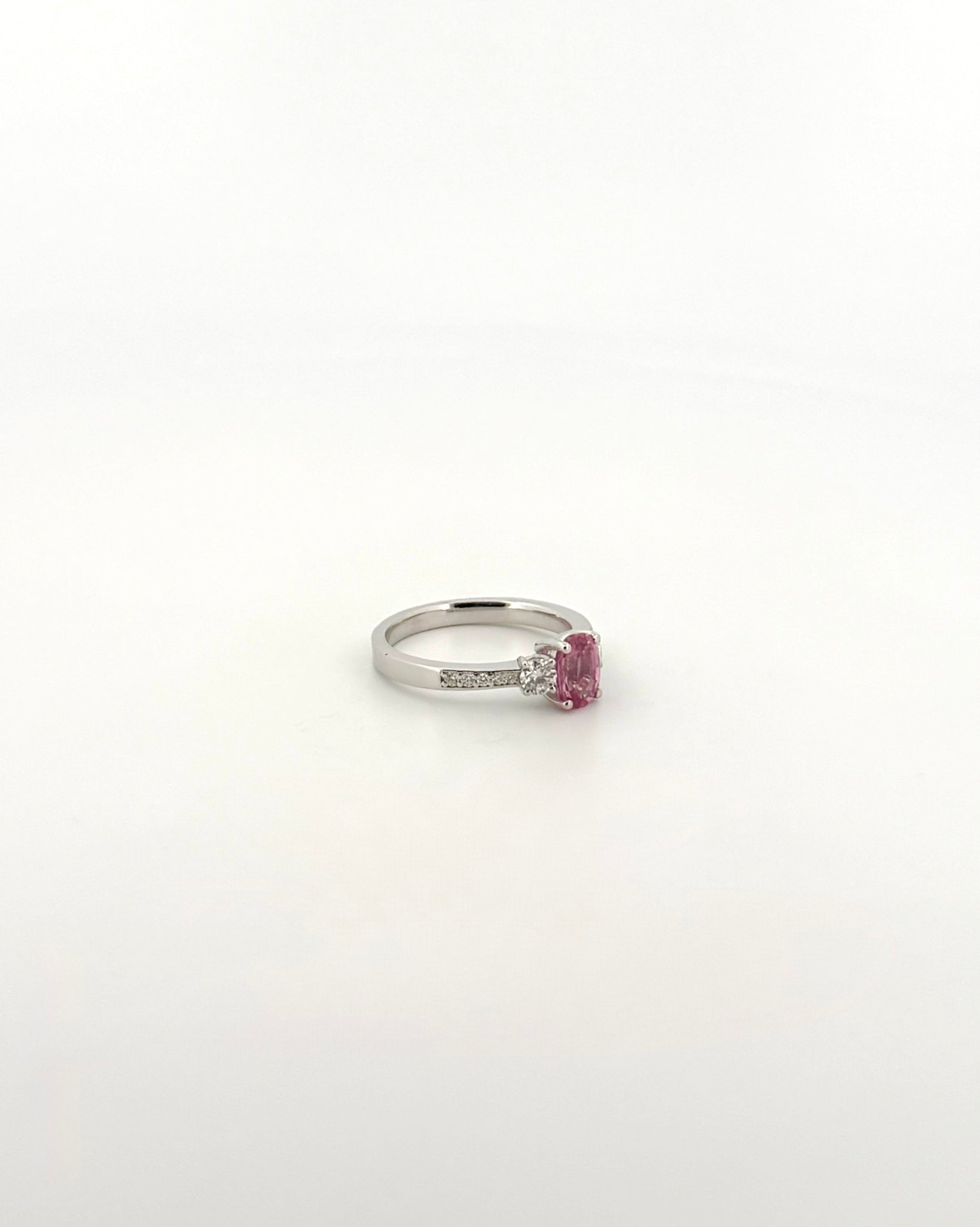 Pink Sapphire and Diamond Ring