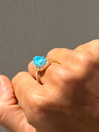 Pear Larimar and Diamond Halo Ring