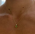 Peridot and Diamond Bezel Pendant Necklace