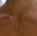 Peridot and Diamond Bezel Pendant Necklace