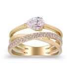 Criss-Cross Pave & Pear Lab Diamond Ring