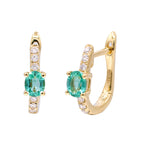 Emerald and Diamond Gold Hoop Earrings - PREORDER