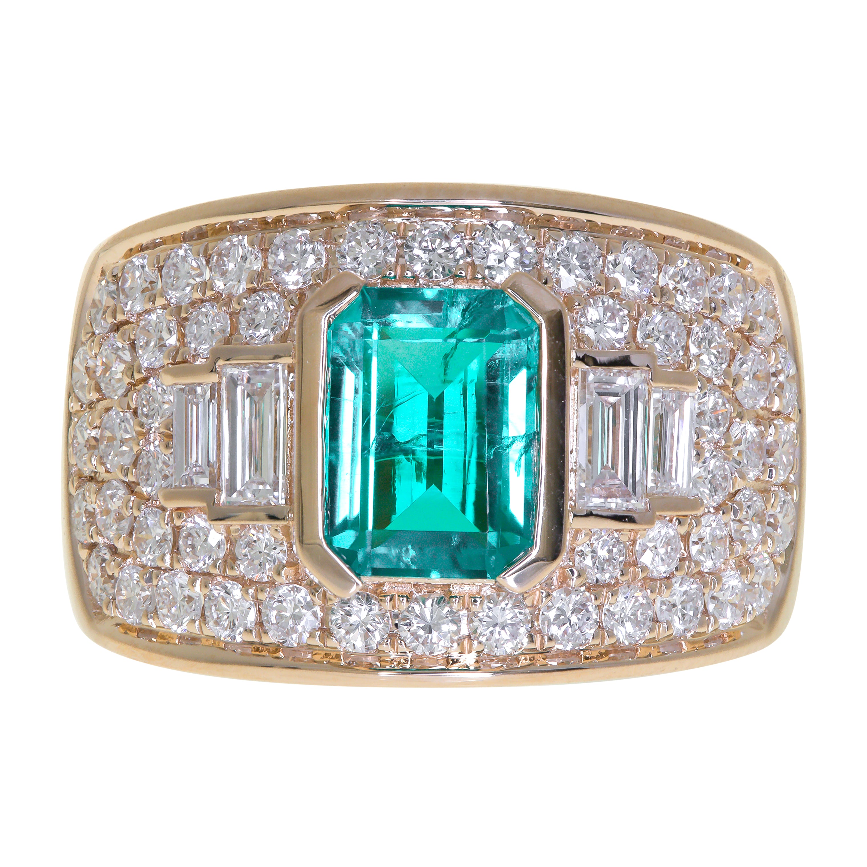 Lab Emerald Cocktail Ring with Pave Diamonds