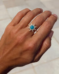 Larimar and Diamond Sunburst Ring