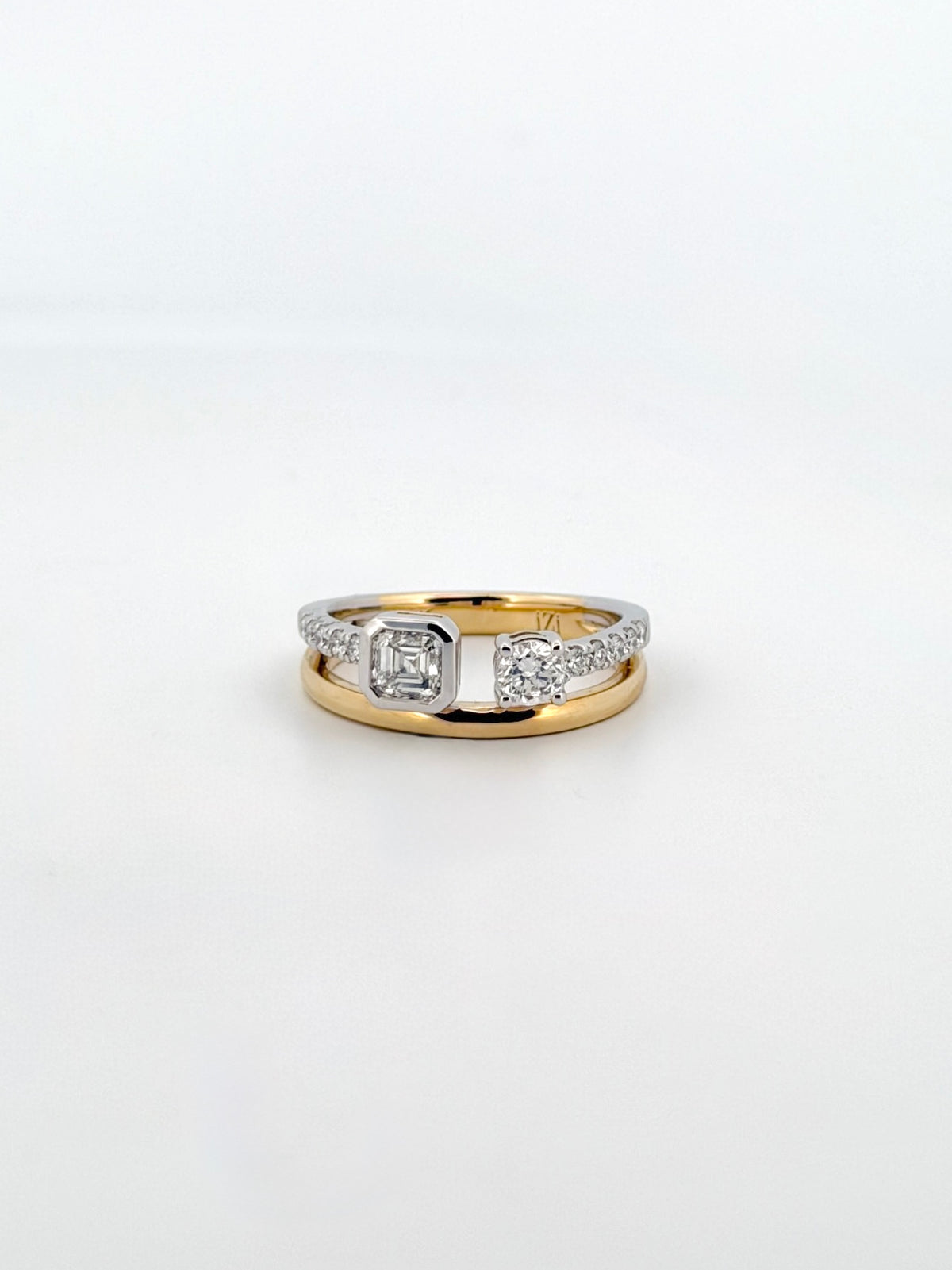 Open Diamond Double Band Ring