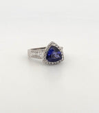 Tanzanite Trillion Cut Cocktail Ring with Diamond Halo and Band
