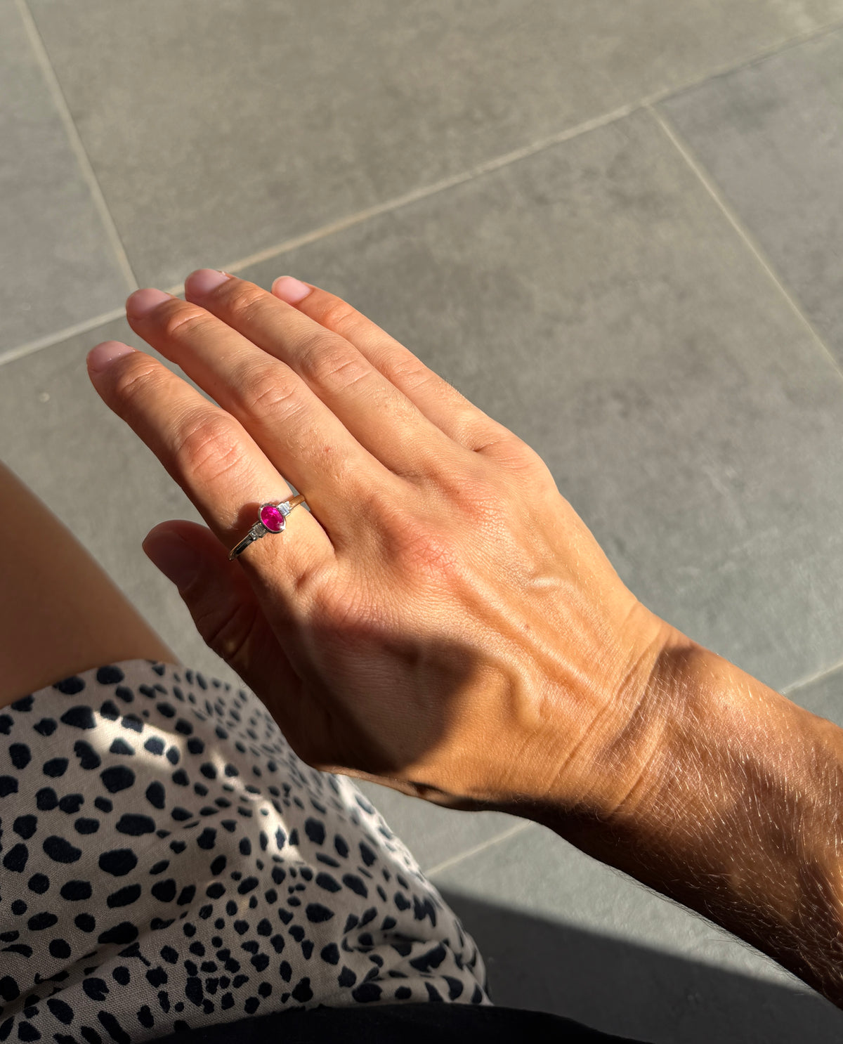 Ruby and Baguettes Bezel Ring
