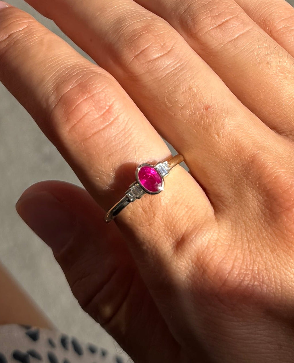 Ruby and Baguettes Bezel Ring
