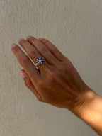 Sapphire & Diamond Plumeria Ring