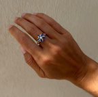 Sapphire & Diamond Plumeria Ring