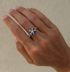 Sapphire & Diamond Plumeria Ring