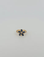 Sapphire & Diamond Plumeria Ring