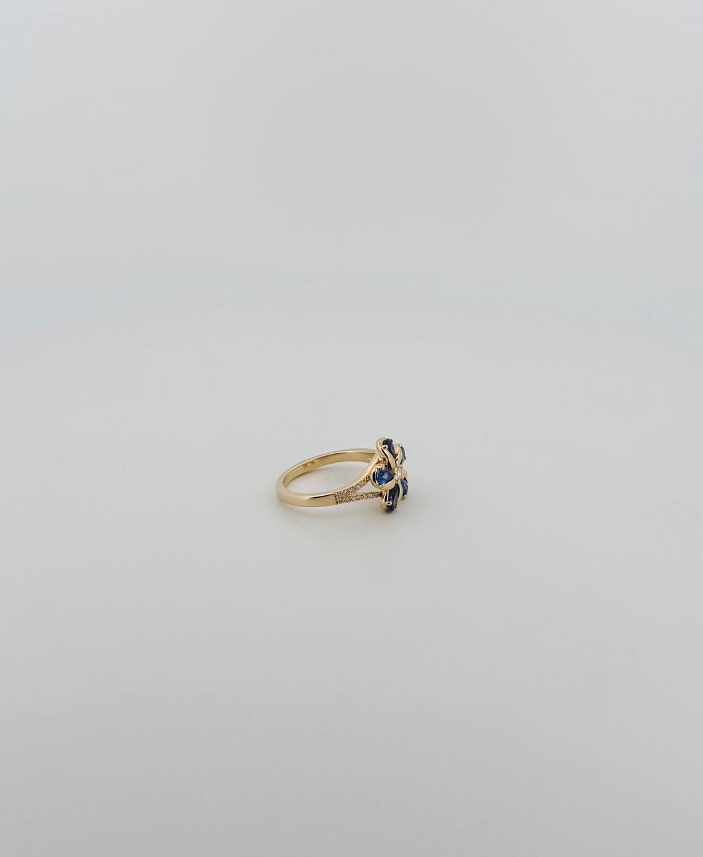 Sapphire & Diamond Plumeria Ring