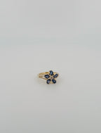 Sapphire & Diamond Plumeria Ring
