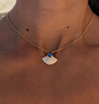 Sapphire & Diamond Fan Pendant Necklace
