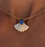 Sapphire & Diamond Fan Pendant Necklace