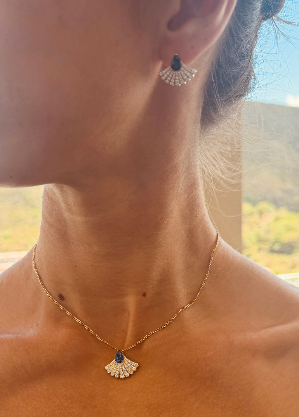 Sapphire Fan Earrings