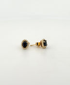 Sapphire Oval Studs with Diamond Halos