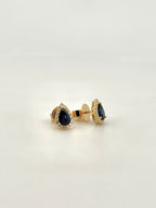 Sapphire Pear Studs with Diamond Halos