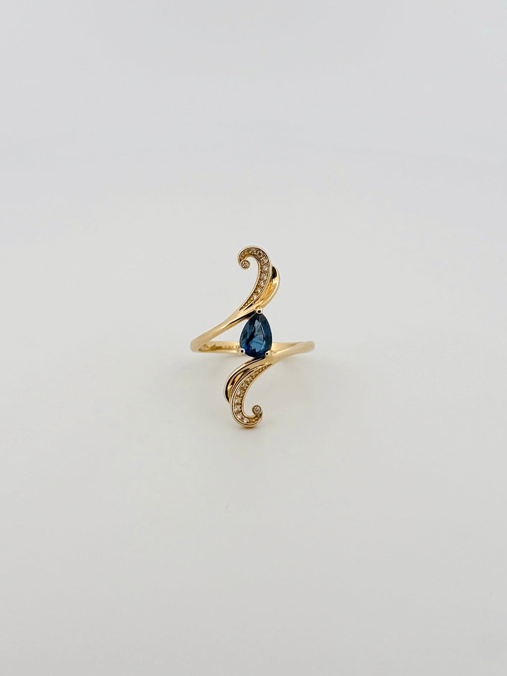 Sapphire and Diamond Bypass Wave Ring