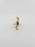 Sapphire and Diamond Bypass Wave Ring