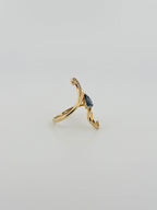 Sapphire and Diamond Bypass Wave Ring