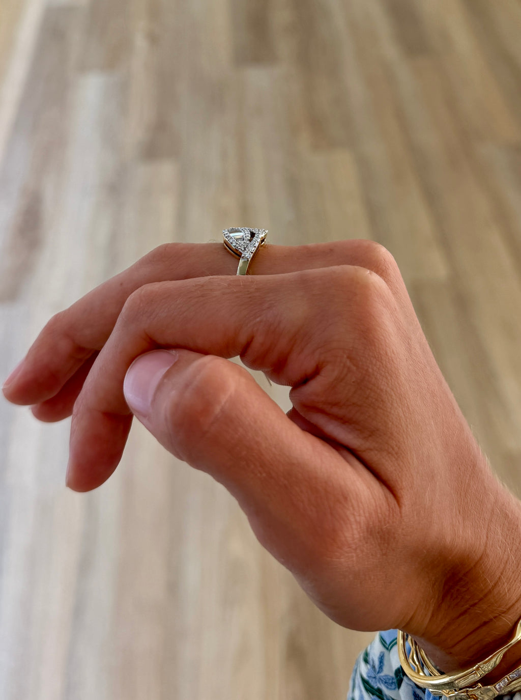 Double Leaf Diamond Ring