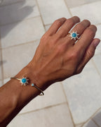 Larimar and Diamond Sunburst Ring