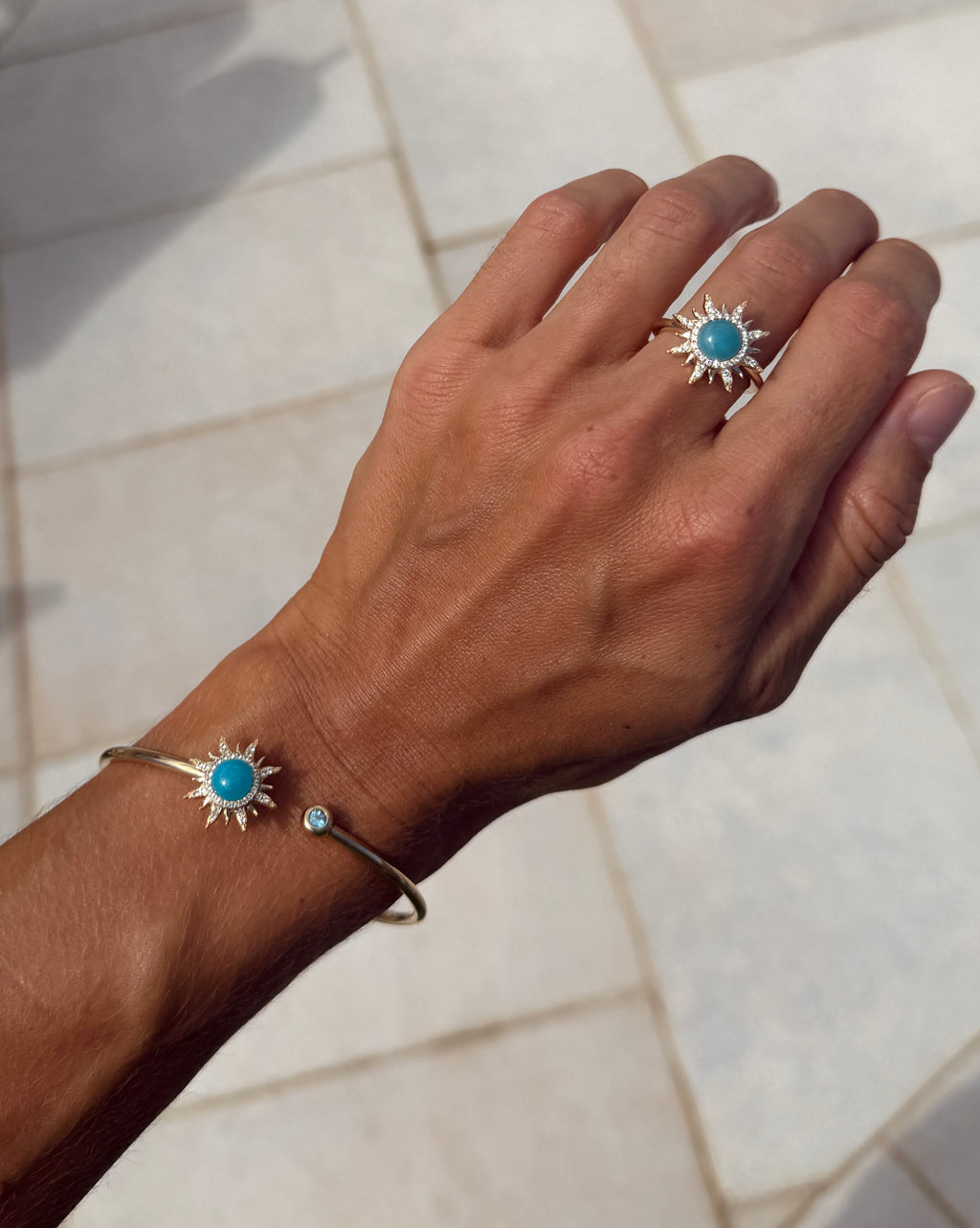 Larimar Sunburst Bangle