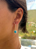 Larimar & Diamond Sunburst Drop Earrings
