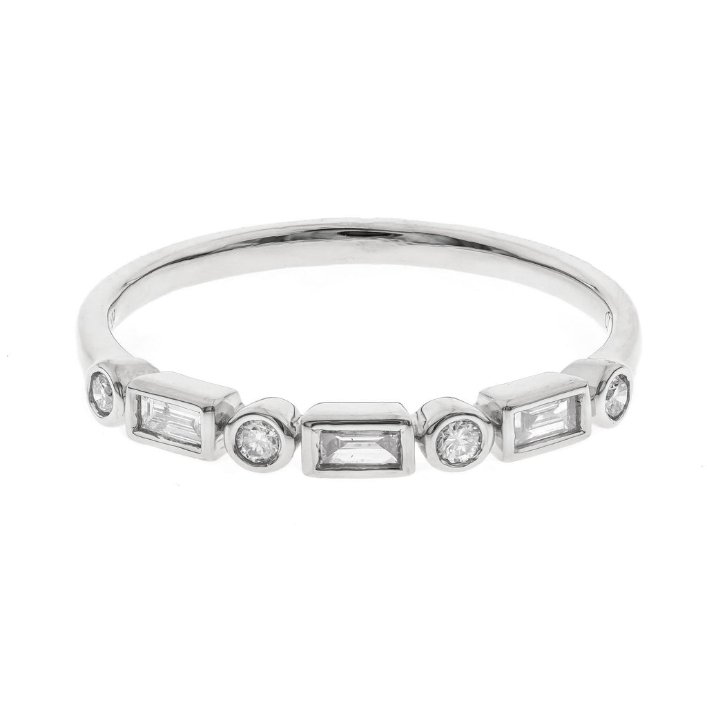 Bezel Baguette & Round Brilliant Half Eternity Band