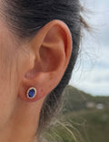 Tanzanite and Diamond Halo Stud Earrings