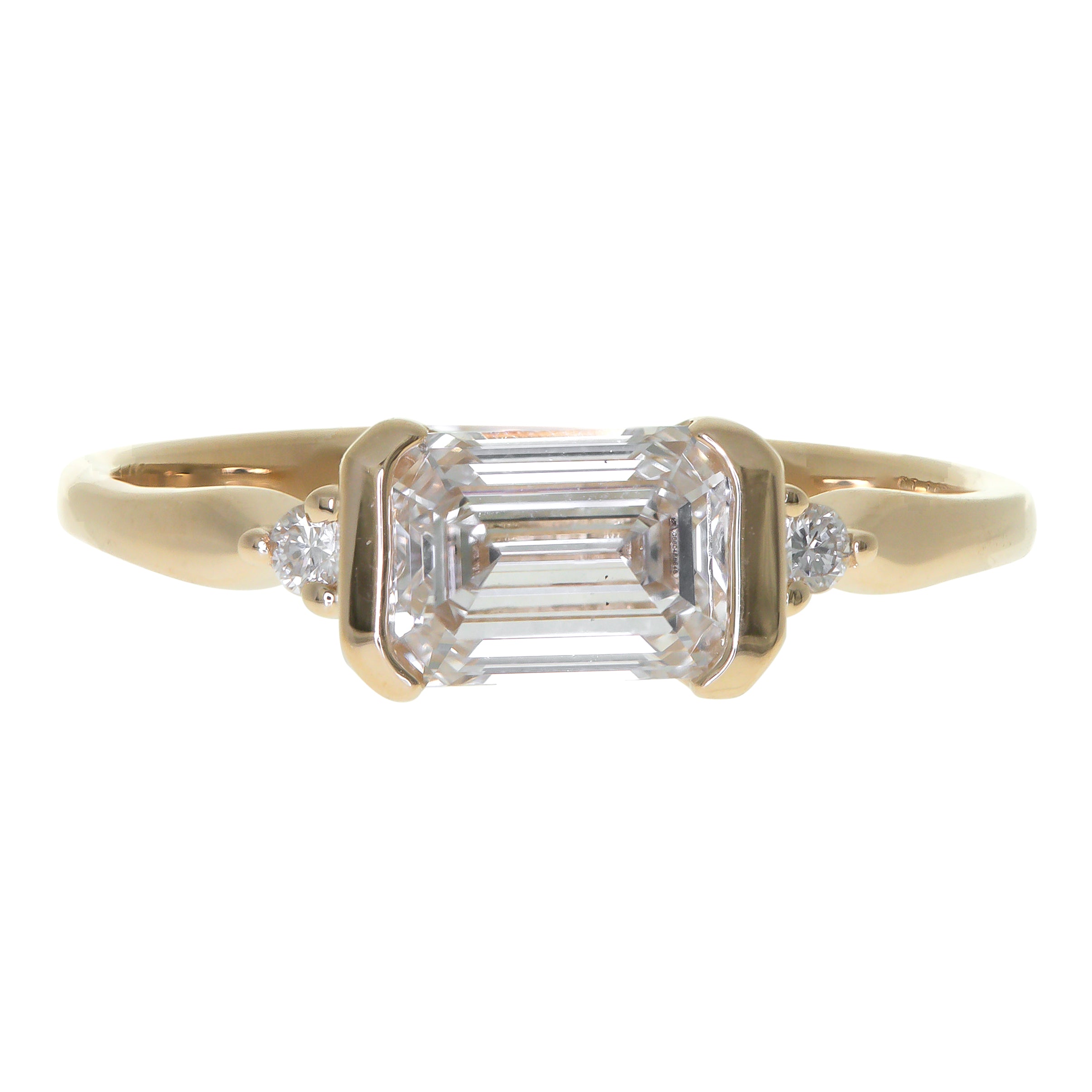Partial Bezel East-West Emerald Cut Lab Grown Diamond Ring - PREORDER