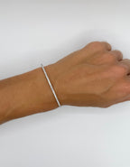 14K White Gold Diamond flexi bangle modeled on woman's hand