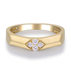14k Yellow Gold angular ring with all natural diamonds custer