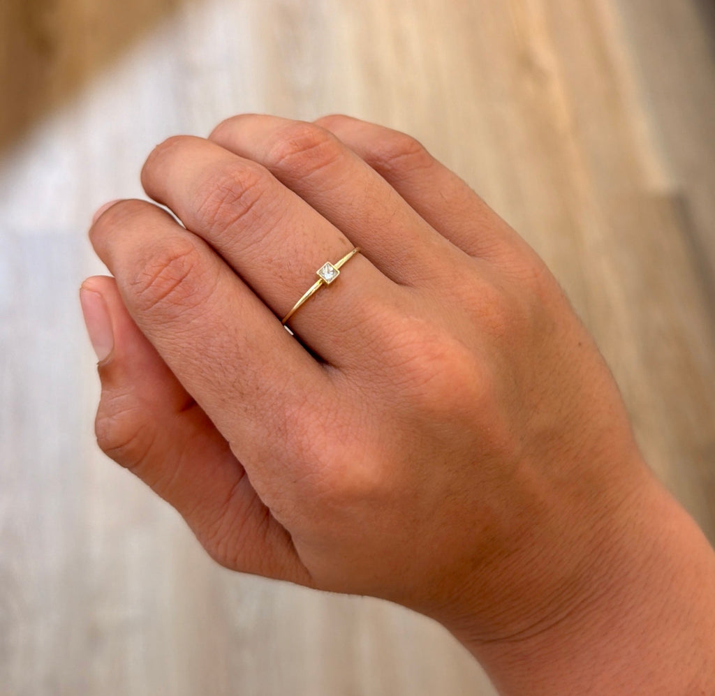Princess Cut Dainty Solitaire Diamond Ring