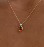Citrine and Diamond Bezel Pendant Necklace