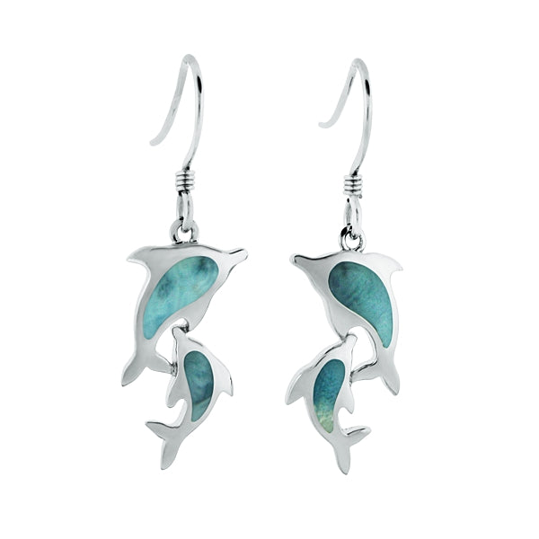 Larimar Dolphin Duo Earrings